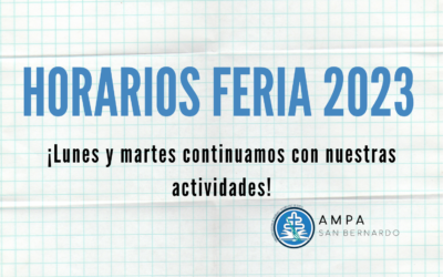 Horarios de las actividades extraescolares en la Feria 2023