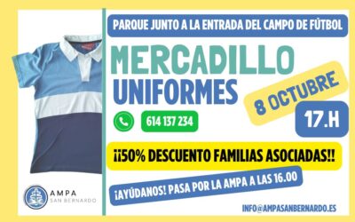 No te lo pierdas, el 8 de octubre ¡¡Gran mercadillo de uniformes!!